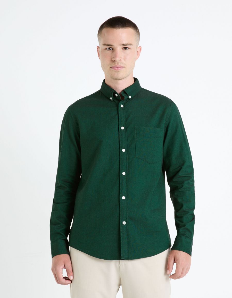 Chemise regular 100 coton oxford vert