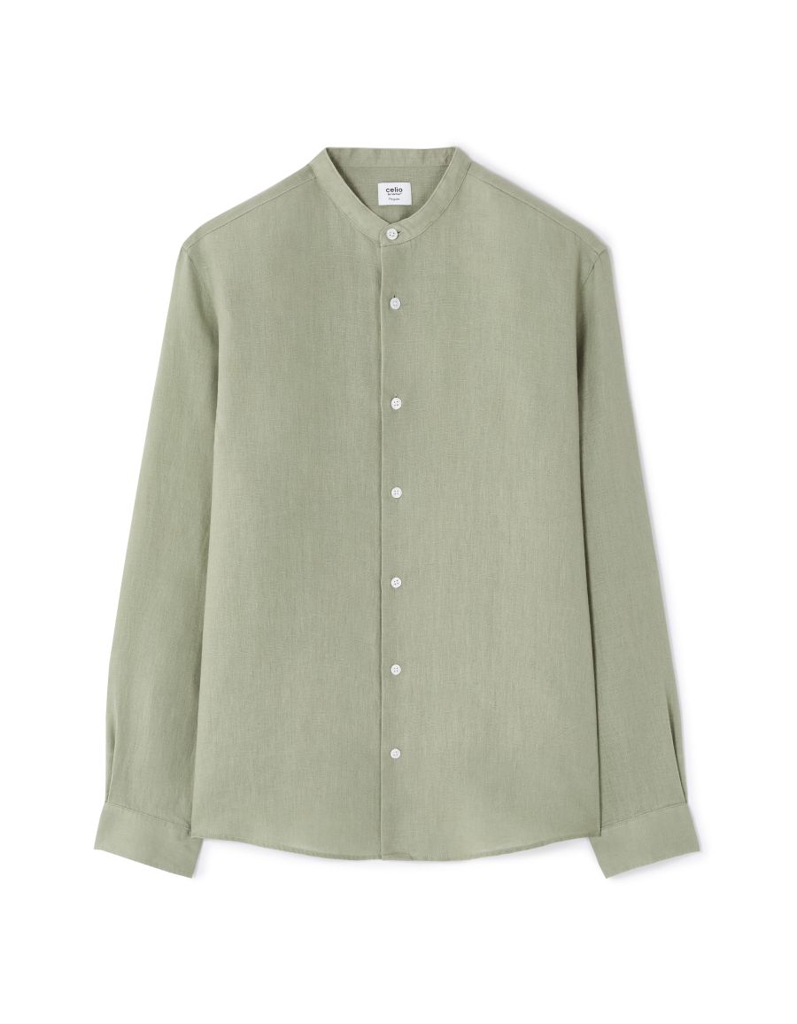 Chemise regular col mao 100% lin kaki Celio Tunisie