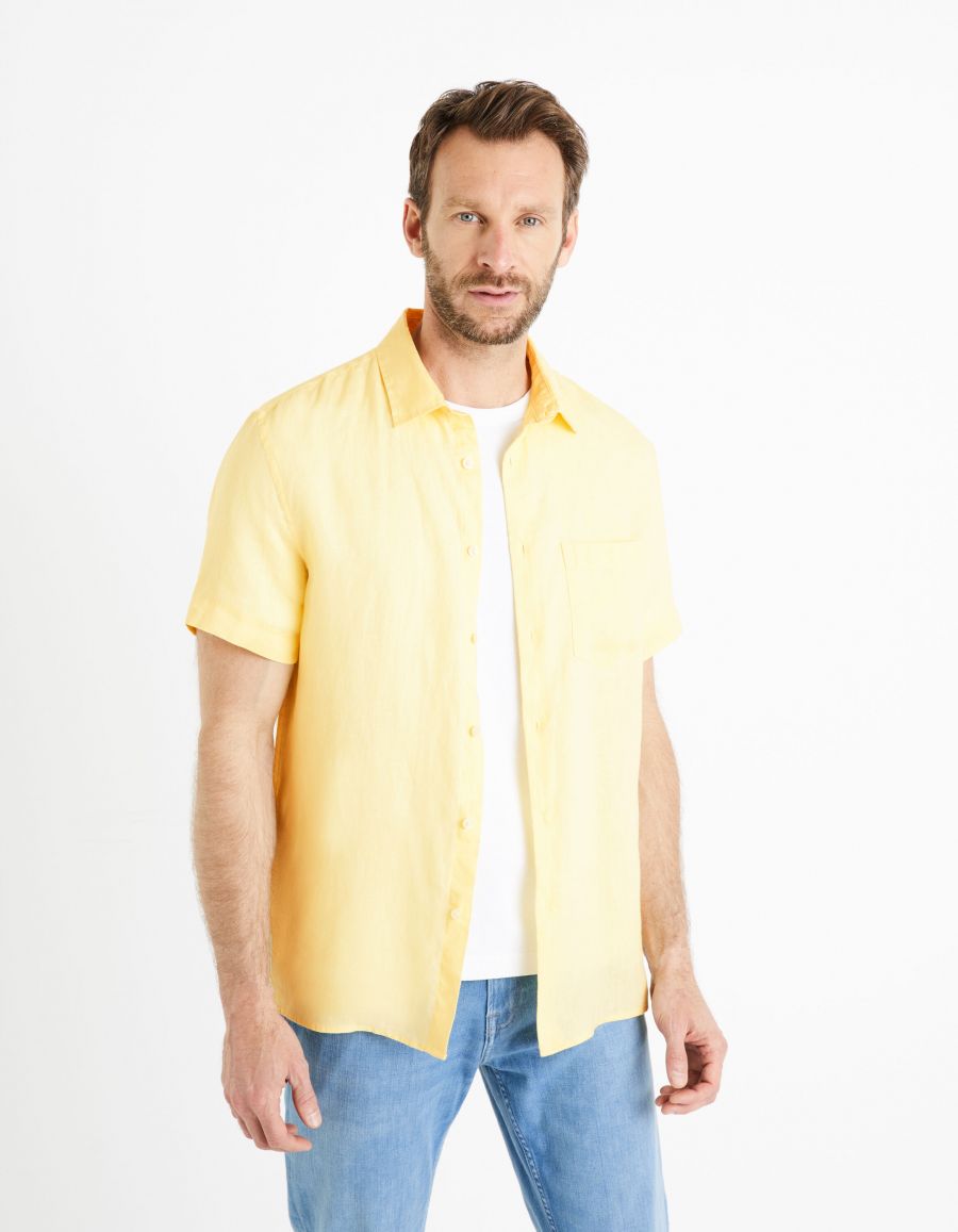 Chemise regular 100 lin jaune