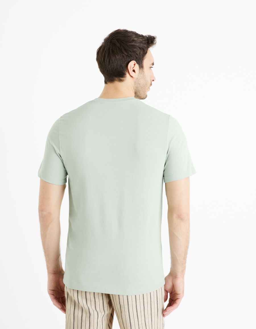 T-shirt col rond manches courtes coton vert pastel homme | La Halle