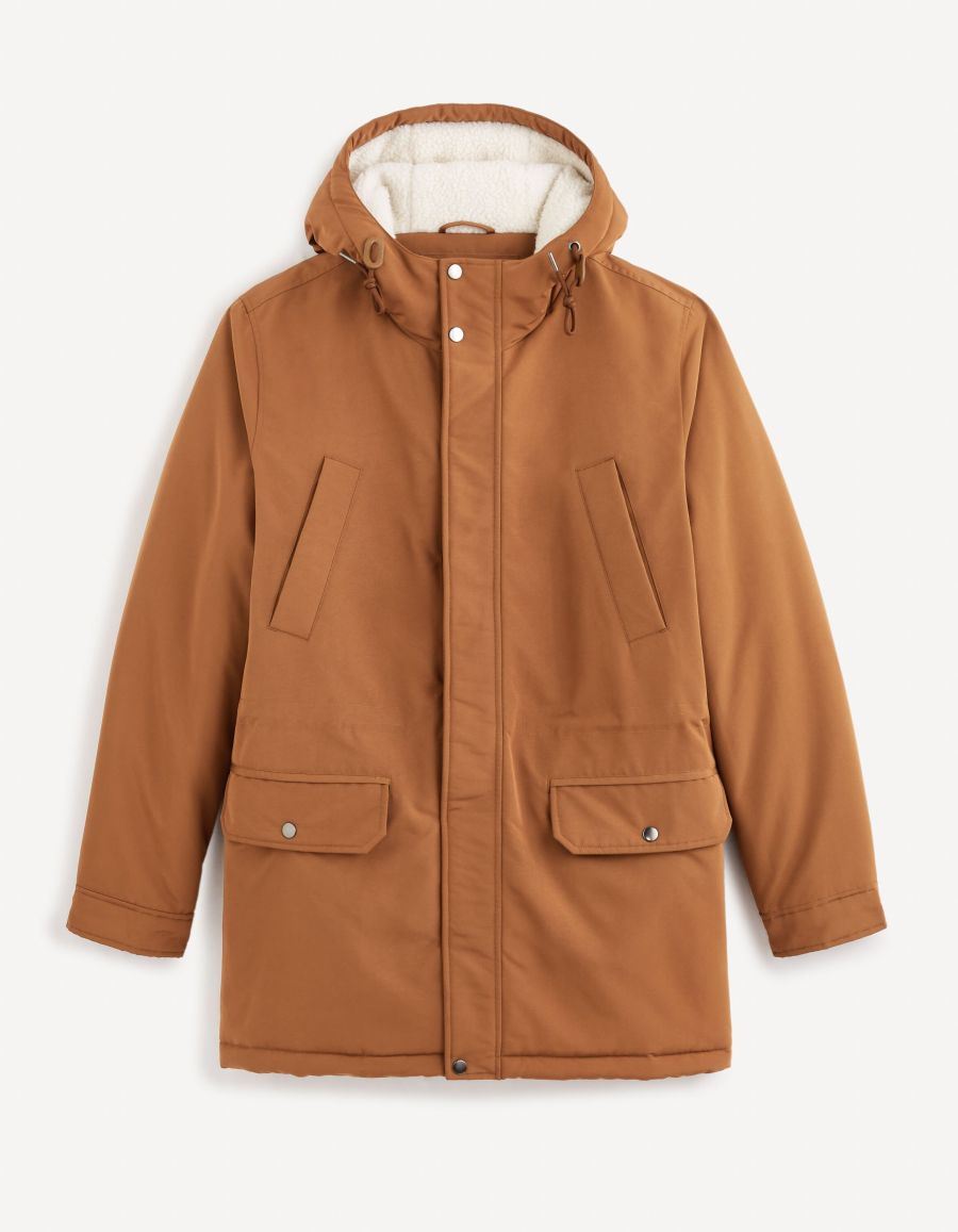 Parka à capuche doublé sherpa - camel | Celio Tunisie