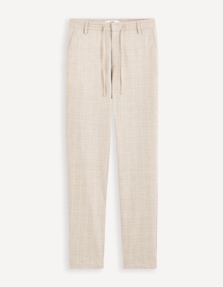 Pantalon a carreau beige Celio Tunisie