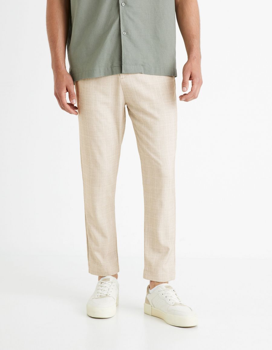 Pantalon a carreau beige Celio Tunisie