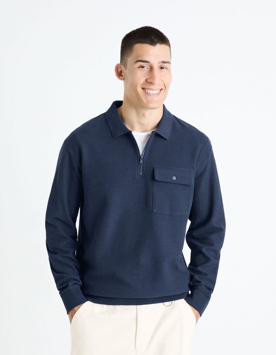 Sweat col zippe 100 coton marine Celio Tunisie