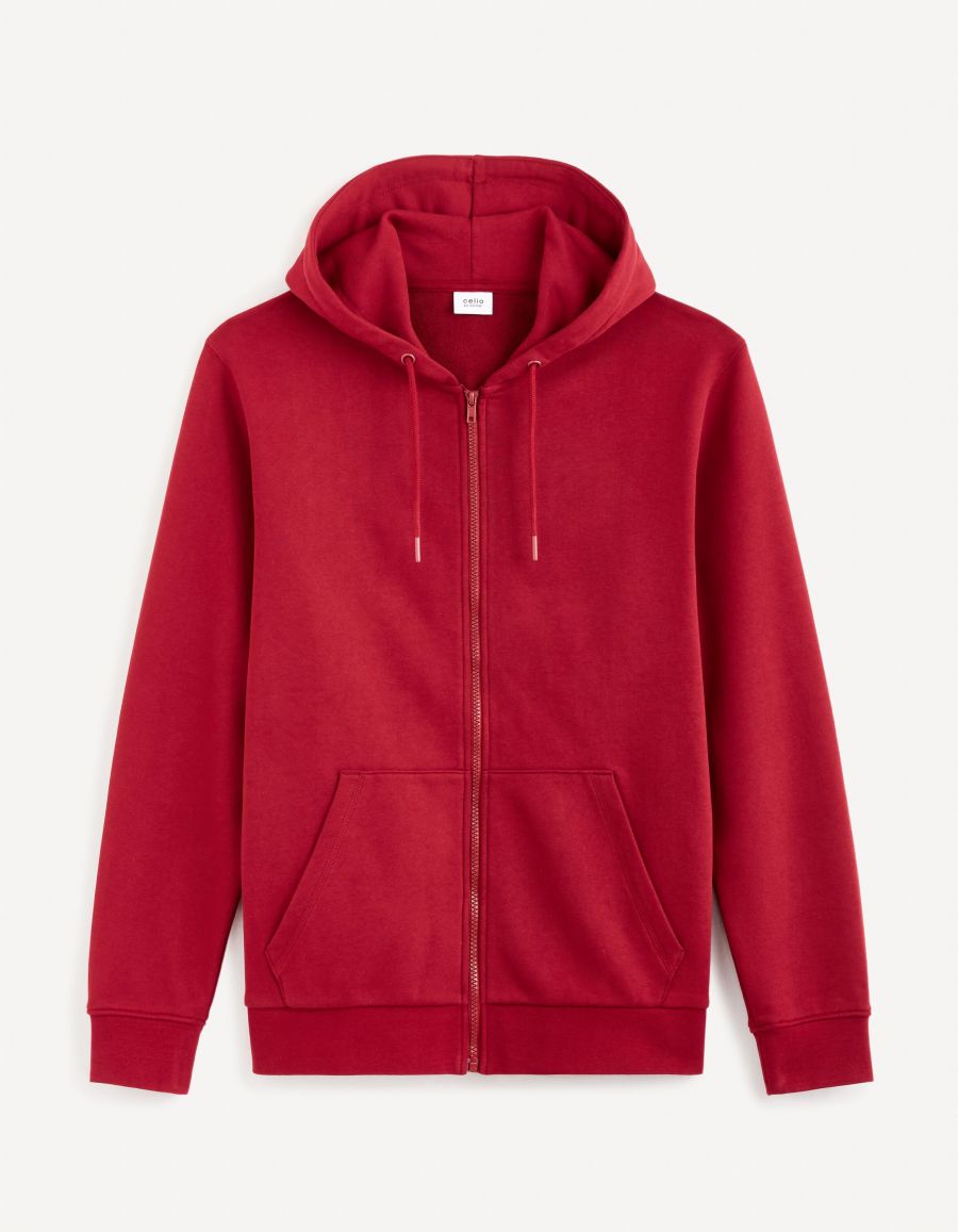 Sweat zippe a capuche 100 coton bordeaux Celio Tunisie