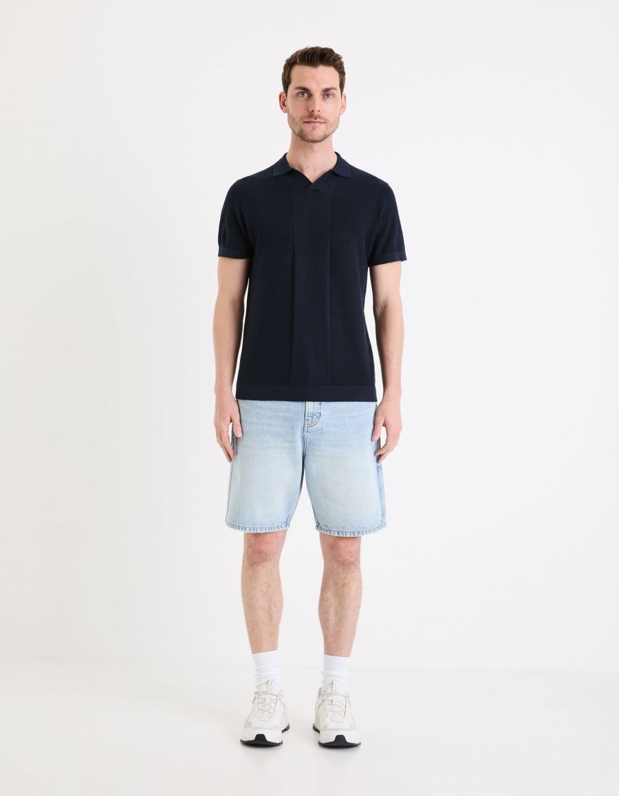 Polo jersey regular en coton lin marine Celio Tunisie