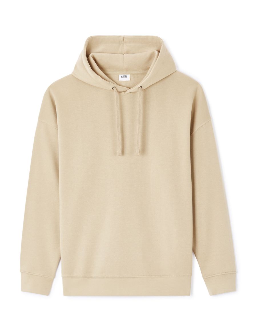 Sweat oversize à capuche coton mélangé beige Celio Tunisie