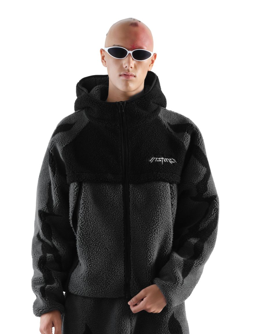 Follow your Instinct* by Inoxtag - Veste sherpa grise | Celio Tunisie