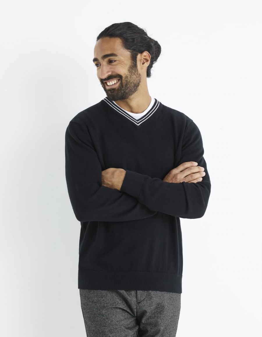 Pull col V 100 coton Celio Tunisie