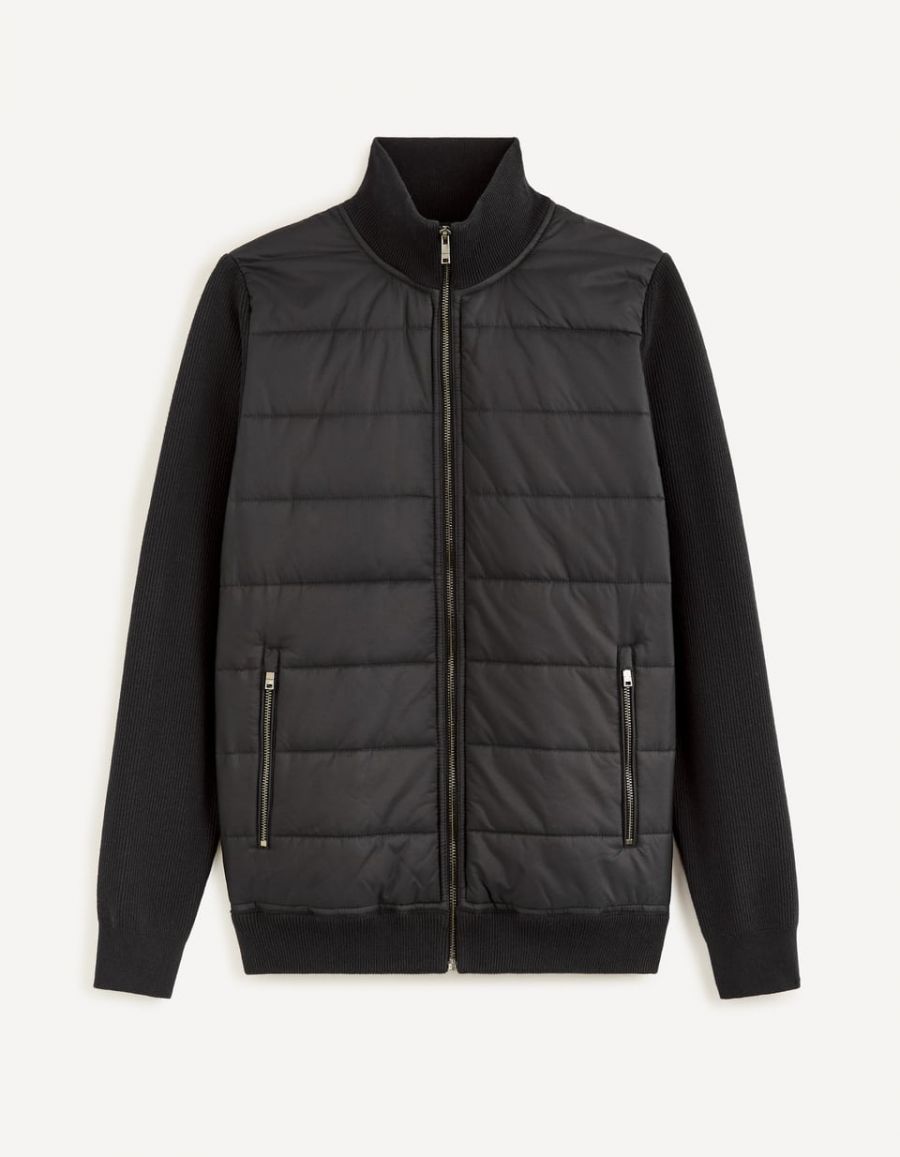 Gilet zippe mix matieres noir Celio Tunisie