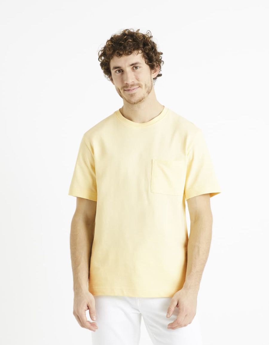 T-shirt jaune col rond pour fille de 2 à 16 ans