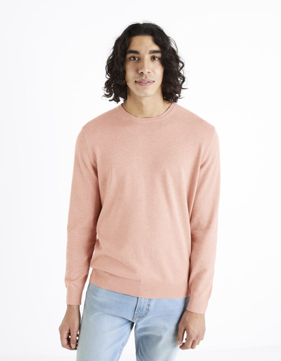 pull col rond 100% coton - rose | Celio Tunisie