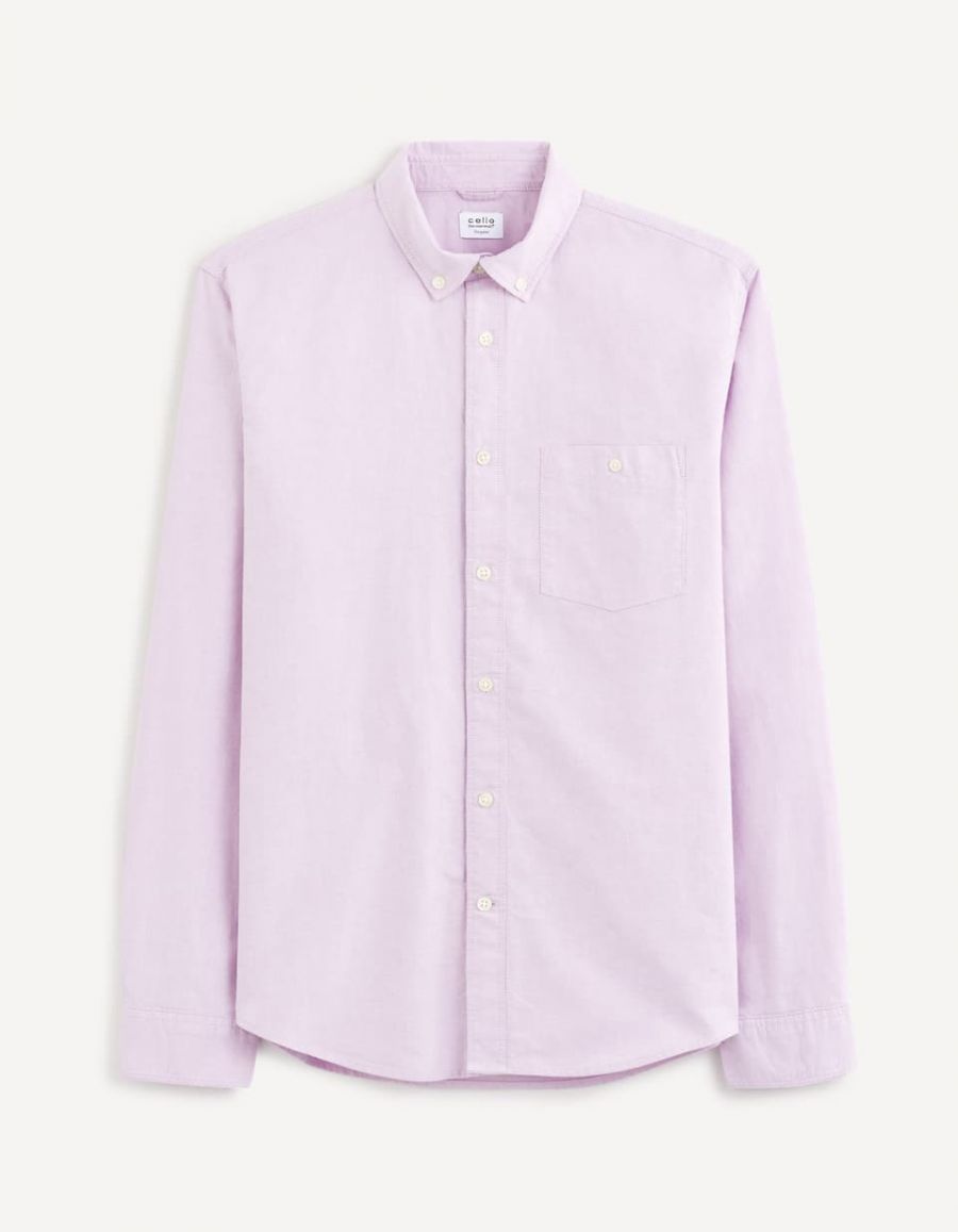 Chemise regular oxford 100 coton mauve