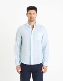 Chemise regular 100 lin bleu clair Celio Tunisie