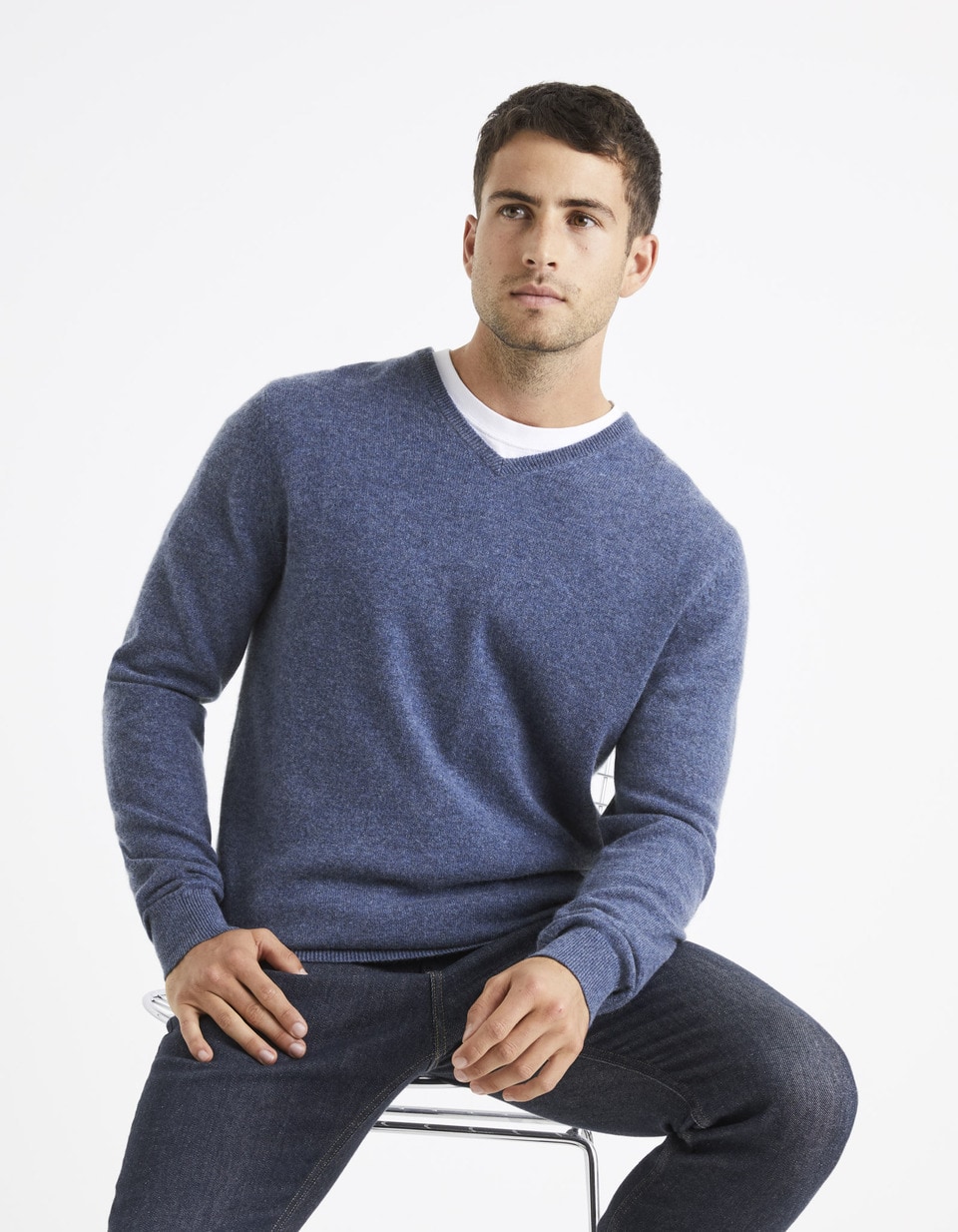 Pull Homme Club Room Col V Anthracite - 100% Coton - Tailles S, M, XL - Neuf Avec étiquettes