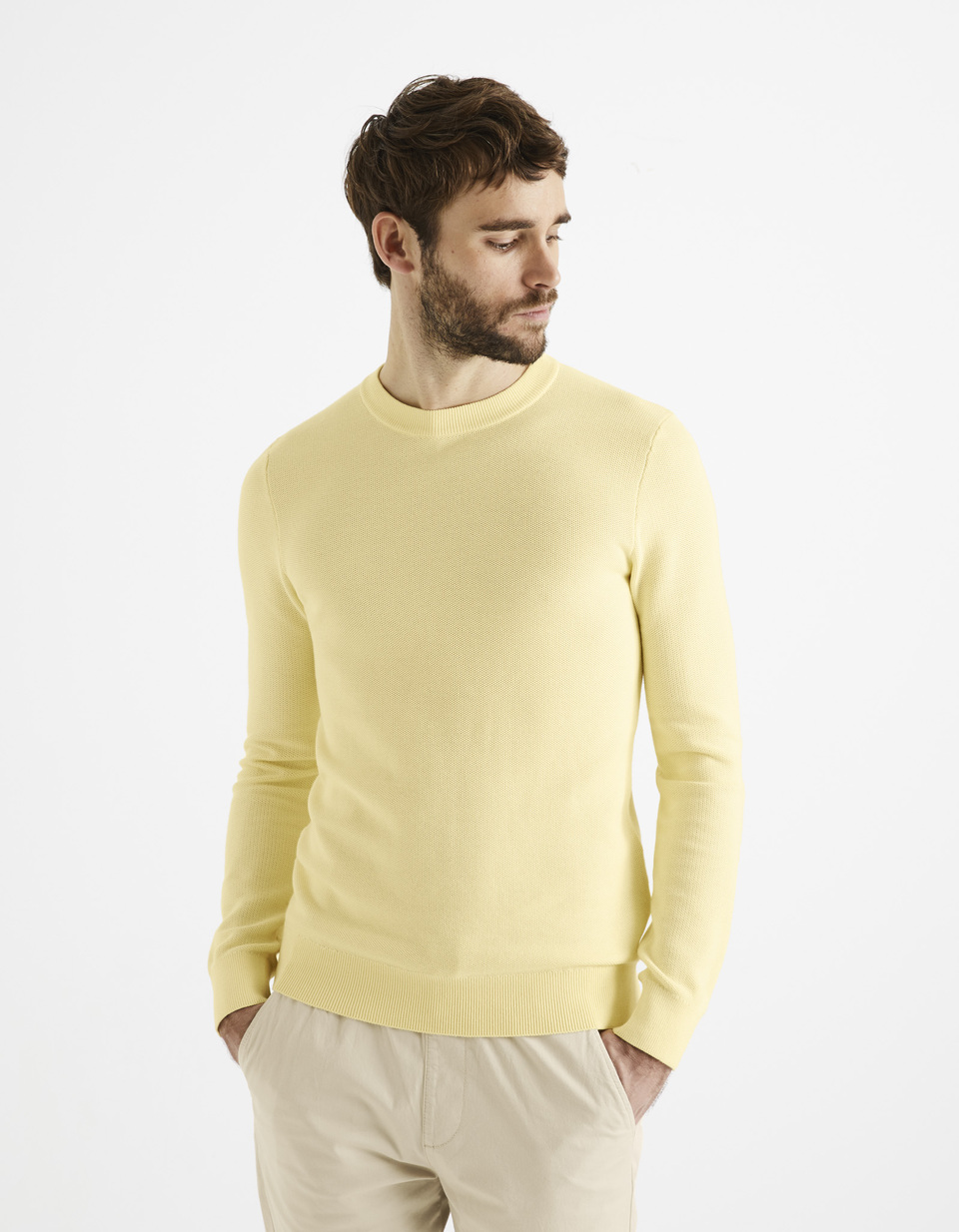 Pull col rond 100% coton - rouge | Celio Tunisie