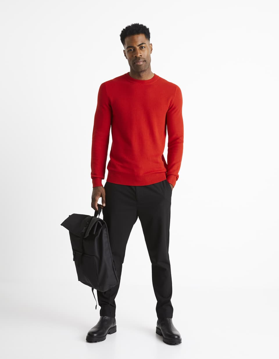 Pull col rond 100% coton - rouge | Celio Tunisie